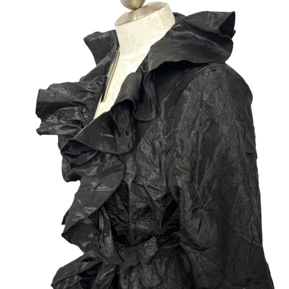 Jerry T Black Crinkle Long Jacket Coat Size Large - NWT - Picture 5 of 16